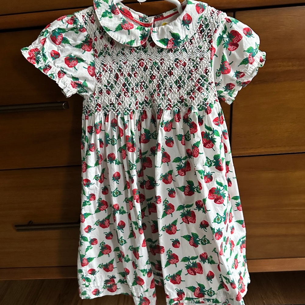 Baby Boden Smocked Strawberry Print Dress, 2-3T, perfect condition